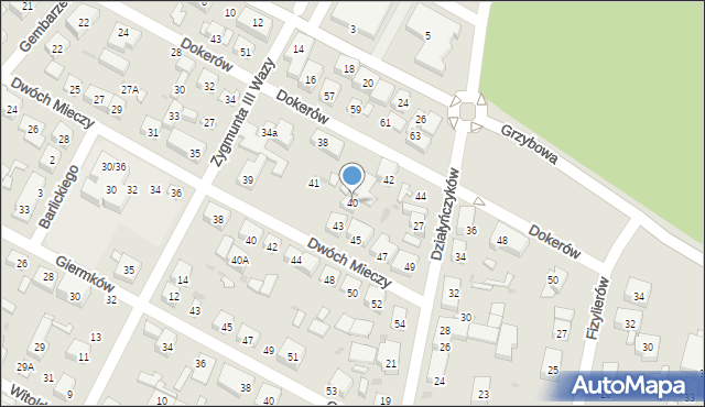Warszawa, Dokerów, 40, mapa Warszawy