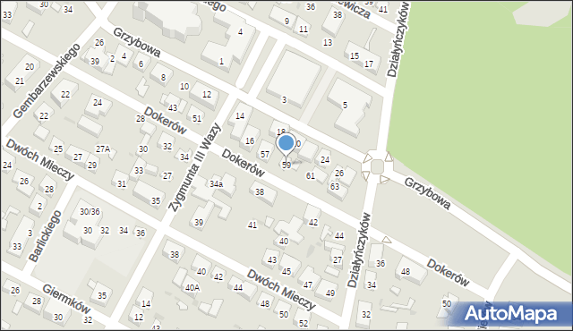 Warszawa, Dokerów, 59, mapa Warszawy