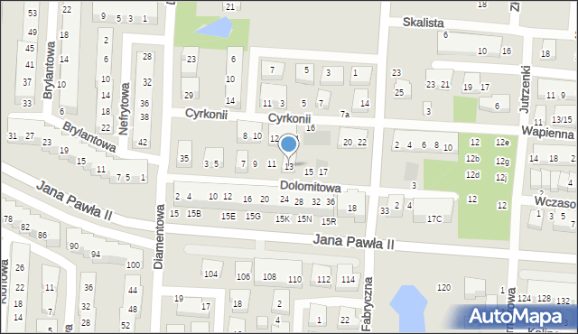Warszawa, Dolomitowa, 13, mapa Warszawy