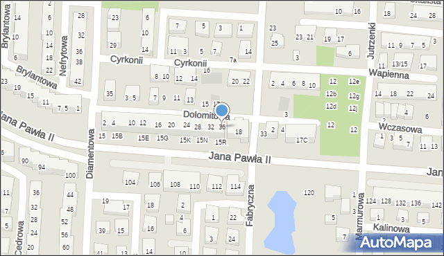 Warszawa, Dolomitowa, 36, mapa Warszawy