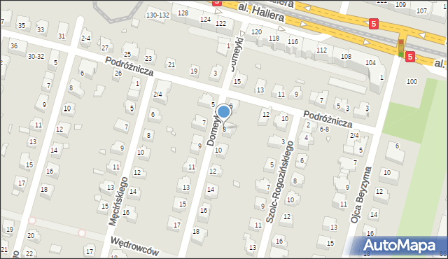 Wrocław, Domeyki Ignacego, 8, mapa Wrocławia