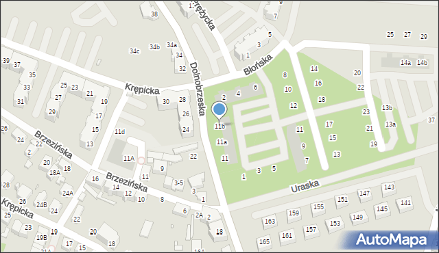 Wrocław, Dolnobrzeska, 11b, mapa Wrocławia