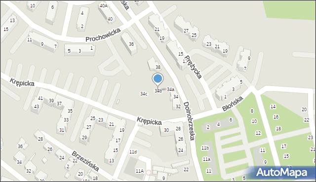 Wrocław, Dolnobrzeska, 34b, mapa Wrocławia