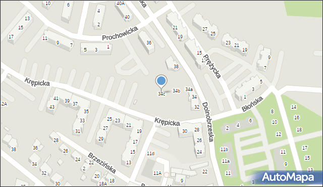 Wrocław, Dolnobrzeska, 34c, mapa Wrocławia