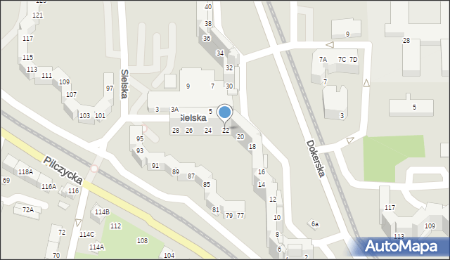 Wrocław, Dokerska, 22, mapa Wrocławia