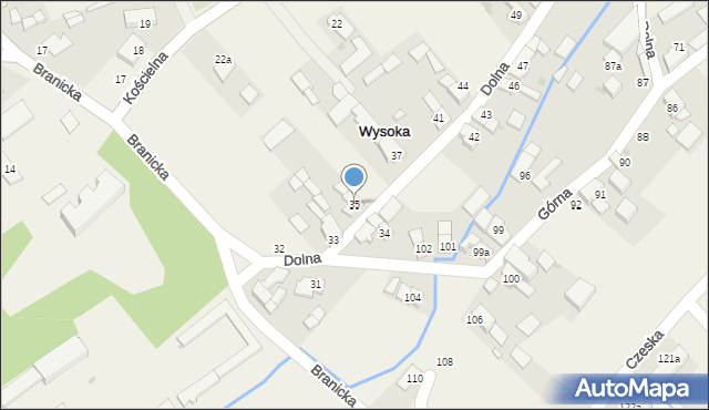 Wysoka, Dolna, 35, mapa Wysoka