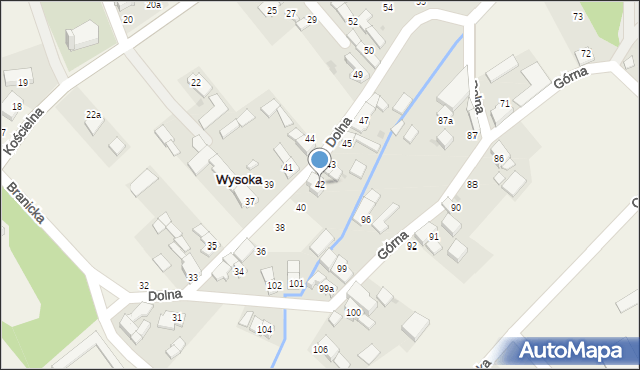 Wysoka, Dolna, 42, mapa Wysoka
