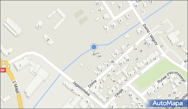 Wysokie Mazowieckie, Dolna, 9d, mapa Wysokie Mazowieckie