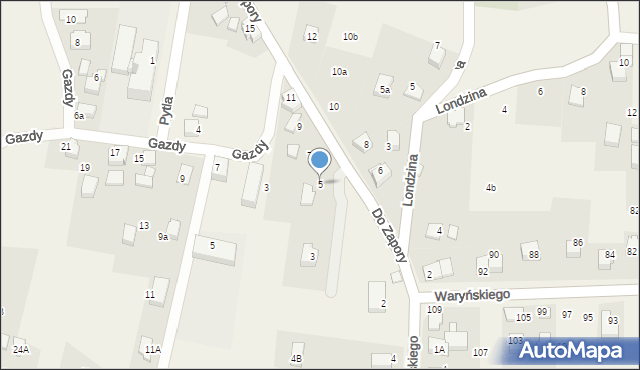 Zabrzeg, Do Zapory, 5, mapa Zabrzeg