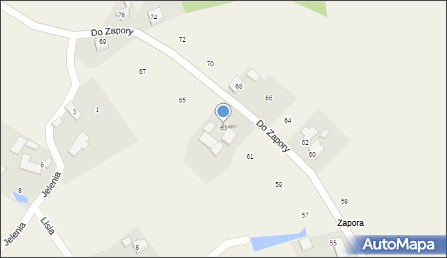 Zabrzeg, Do Zapory, 63, mapa Zabrzeg