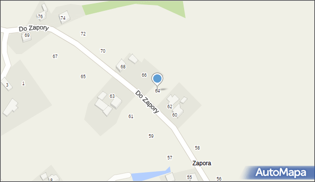 Zabrzeg, Do Zapory, 64, mapa Zabrzeg