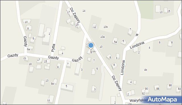 Zabrzeg, Do Zapory, 9, mapa Zabrzeg