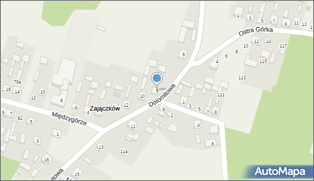 Zajączków, Dolomitowa, 8, mapa Zajączków