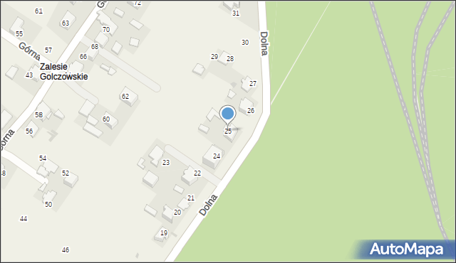 Zalesie Golczowskie, Dolna, 25, mapa Zalesie Golczowskie