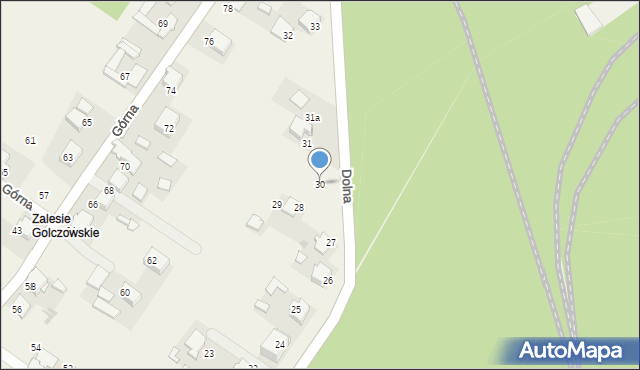 Zalesie Golczowskie, Dolna, 30, mapa Zalesie Golczowskie