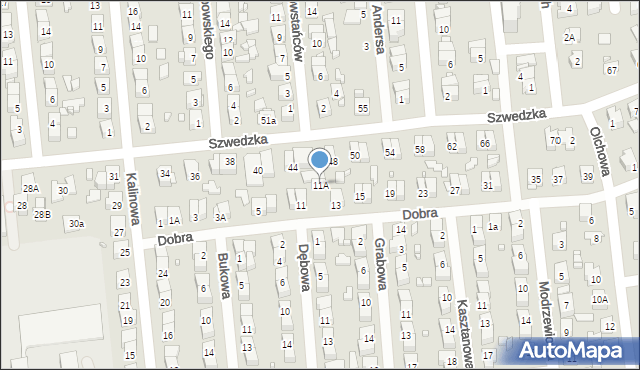 Zamość, Dobra, 11A, mapa Zamościa