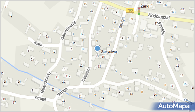 Żarki, Dobosza, 11, mapa Żarki