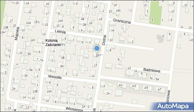 Zaścianki, Dolna, 15, mapa Zaścianki