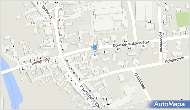 Zbąszyń, Dowbór-Muśnickiego, gen., 6, mapa Zbąszyń
