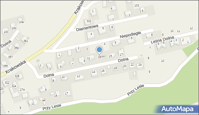 Zerwana, Dolna, 13, mapa Zerwana