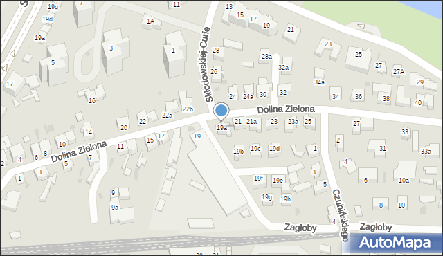 Zielona Góra, Dolina Zielona, 19a, mapa Zielona Góra