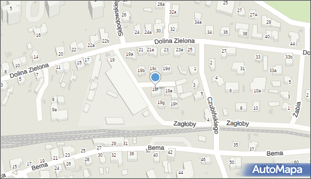 Zielona Góra, Dolina Zielona, 19f, mapa Zielona Góra