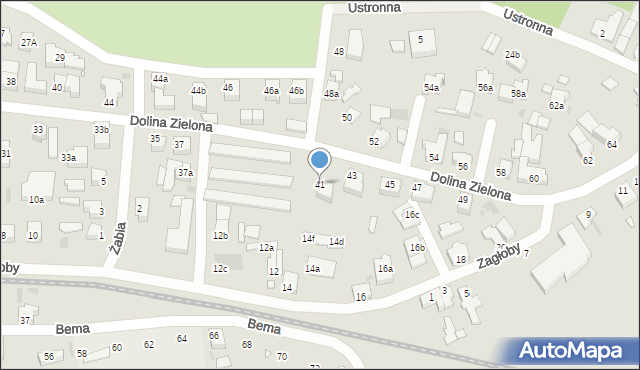 Zielona Góra, Dolina Zielona, 41, mapa Zielona Góra