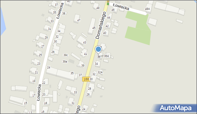 Złotów, Domańskiego Bolesława, ks. dr., 36, mapa Złotów