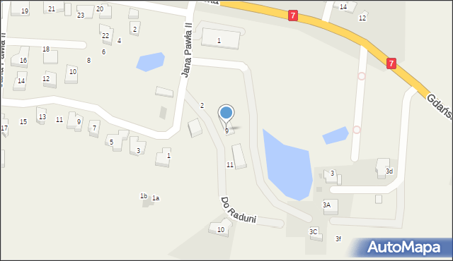 Żukowo, Do Raduni, 9, mapa Żukowo