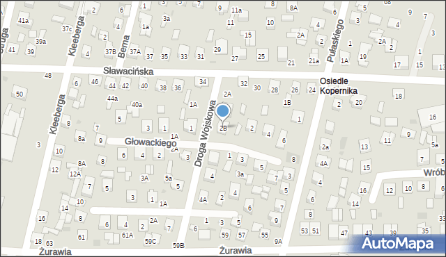 Biała Podlaska, Droga Wojskowa, 2B, mapa Białej Podlaskiej