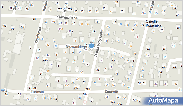 Biała Podlaska, Droga Wojskowa, 3, mapa Białej Podlaskiej