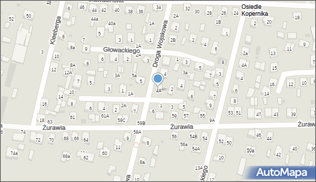 Biała Podlaska, Droga Wojskowa, 4A, mapa Białej Podlaskiej