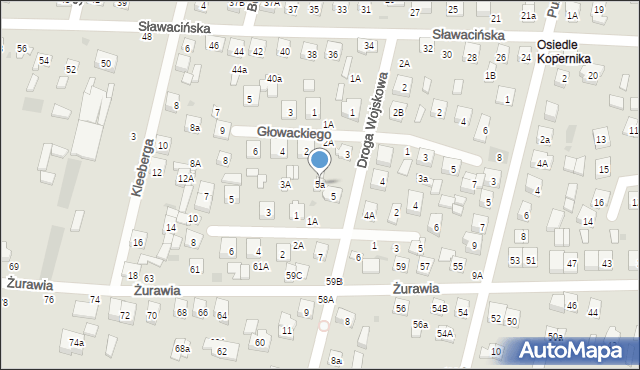 Biała Podlaska, Droga Wojskowa, 5a, mapa Białej Podlaskiej