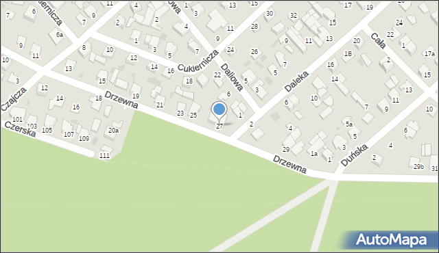 Białe Błota, Drzewna, 27, mapa Białe Błota