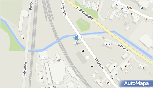 Białogard, Drzymały, 33, mapa Białogard