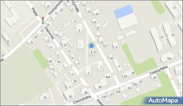 Bielsko-Biała, Drzymały Michała, 5, mapa Bielsko-Białej