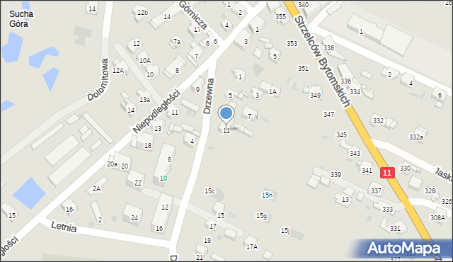 Bytom, Drzewna, 11, mapa Bytomia