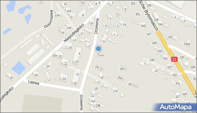 Bytom, Drzewna, 15d, mapa Bytomia