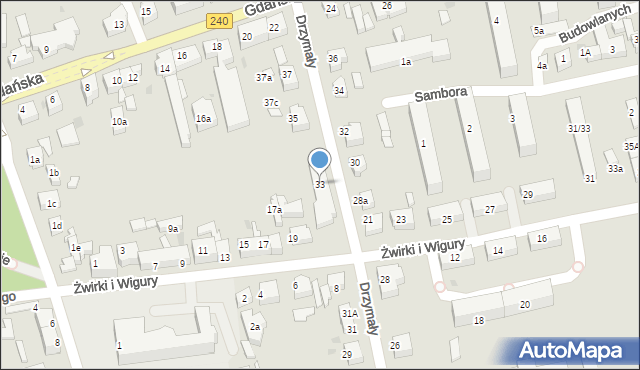 Chojnice, Drzymały, 33, mapa Chojnic