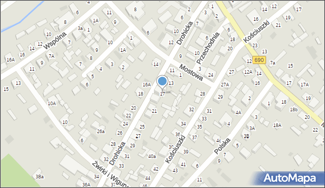 Ciechanowiec, Drohicka, 17, mapa Ciechanowiec