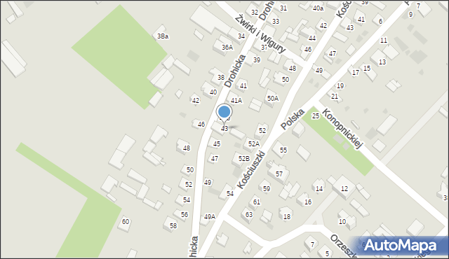 Ciechanowiec, Drohicka, 43, mapa Ciechanowiec