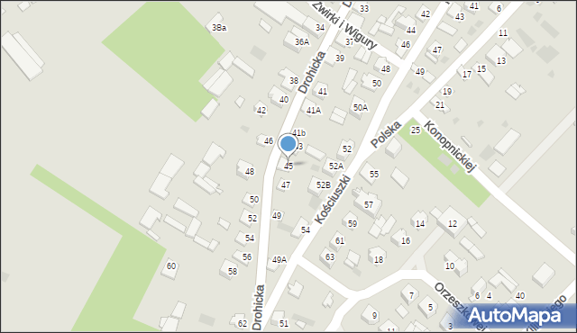 Ciechanowiec, Drohicka, 45, mapa Ciechanowiec