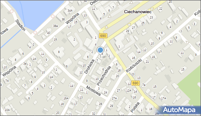Ciechanowiec, Drohicka, 5, mapa Ciechanowiec