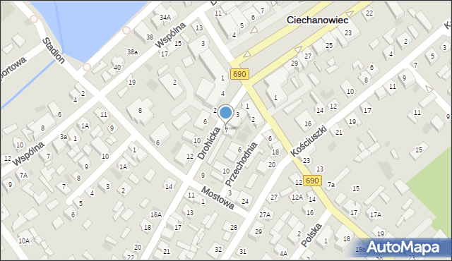 Ciechanowiec, Drohicka, 7, mapa Ciechanowiec
