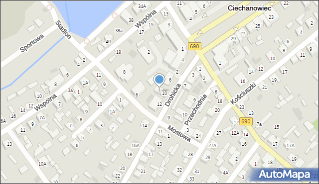 Ciechanowiec, Drohicka, 8, mapa Ciechanowiec