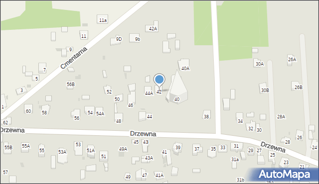 Częstochowa, Drzewna, 42, mapa Częstochowy