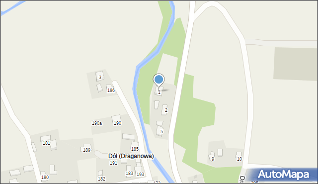 Draganowa, Draganowa, 1, mapa Draganowa