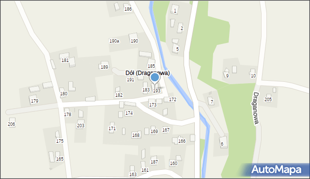 Draganowa, Draganowa, 184, mapa Draganowa