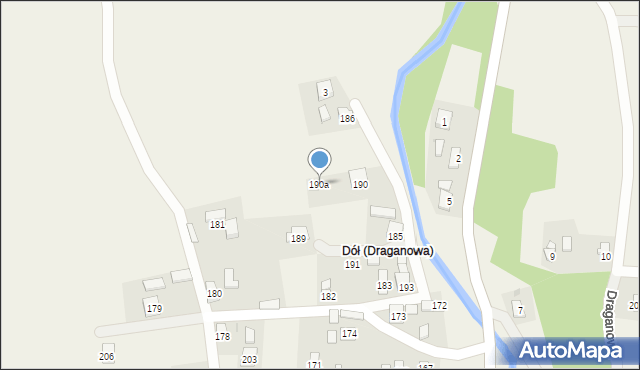 Draganowa, Draganowa, 190a, mapa Draganowa