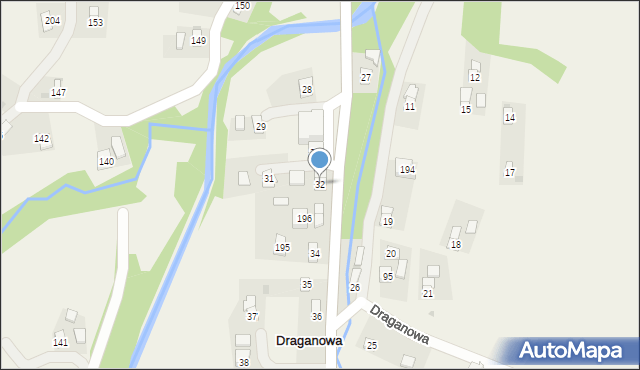 Draganowa, Draganowa, 32, mapa Draganowa